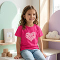 BOBSİ CO Kız Çocuk Kalp Baskılı Pamuklu Kısa Kollu Tişört 2'li Set (Fuşya & Pudra Pembe)